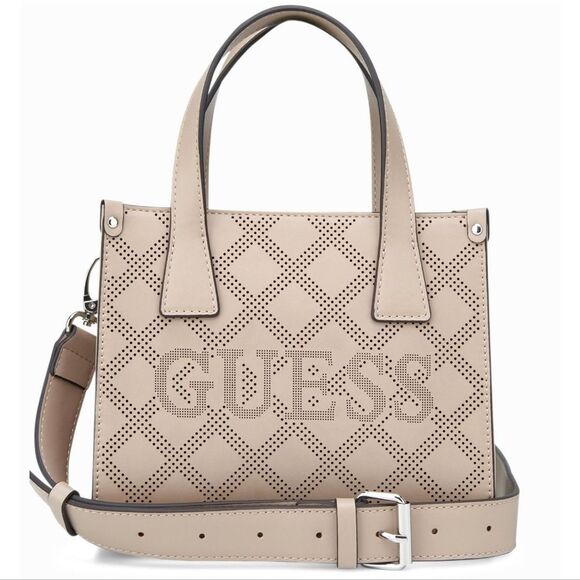 GUESS Beige Perforated Tote Handbag - Picture 1 of 4
